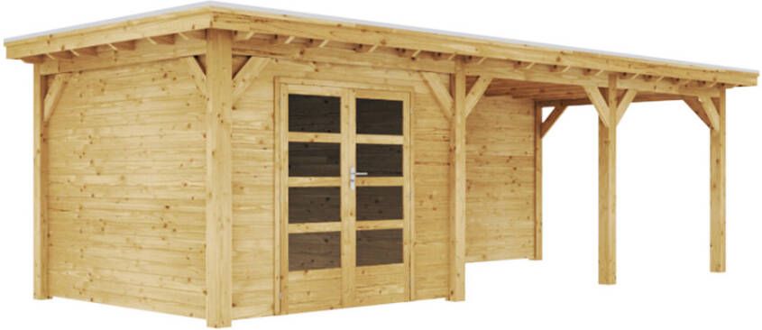 Duxwood | Tuinhuis Zurich met Luifel 500 cm | Dubbele Deur