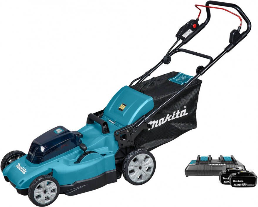 Makita DLM480PT2(2X18V)Li Ion Accu Grasmaaier Set(2x 5, 0Ah) 48cm 62L 800 M²