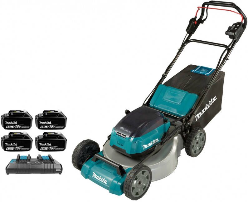 Makita DLM536PT4(2X18V)Li Ion Accu Grasmaaier Set(4x 5, 0Ah) 53cm 70L 1800 M²