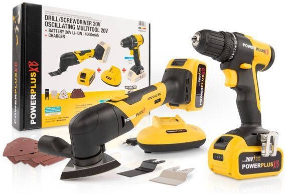 Powerplus POWXBBOX10 20V Accu Combiset(schroef -/boormachine&amp, Multitool)(1x 4, 0Ah)In Koffer