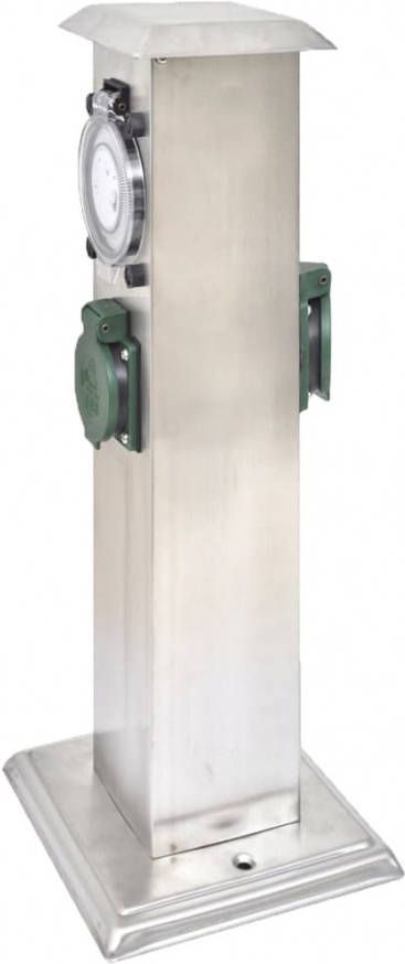 VIDAXL Buitenstopcontact op zuil met tijdschakelaar(roestvrij staal )