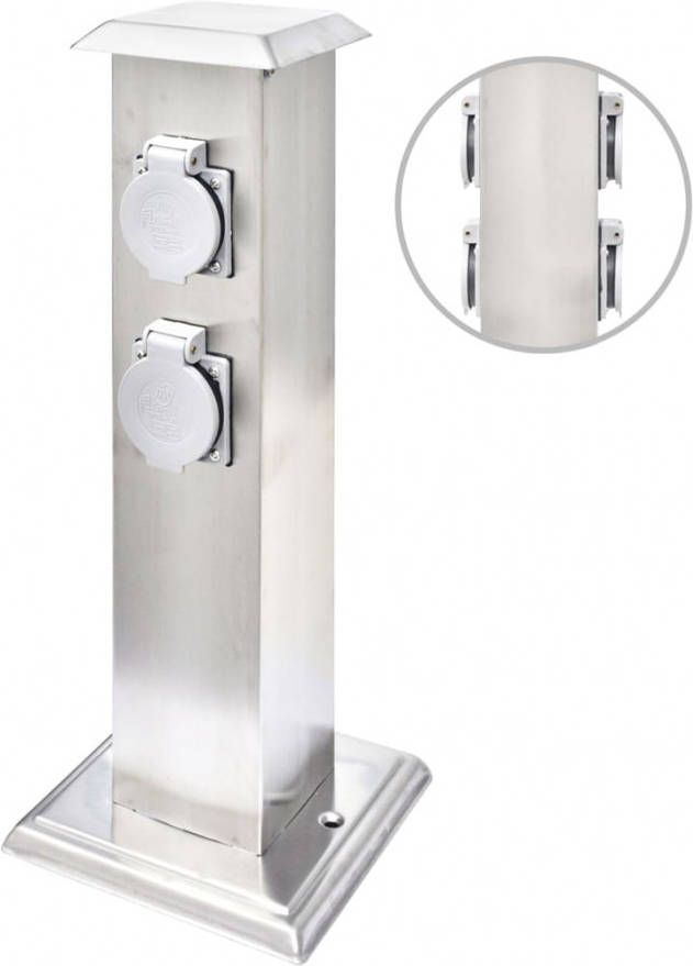 vidaXL Buitenstopcontact op zuil(roestvrij staal )