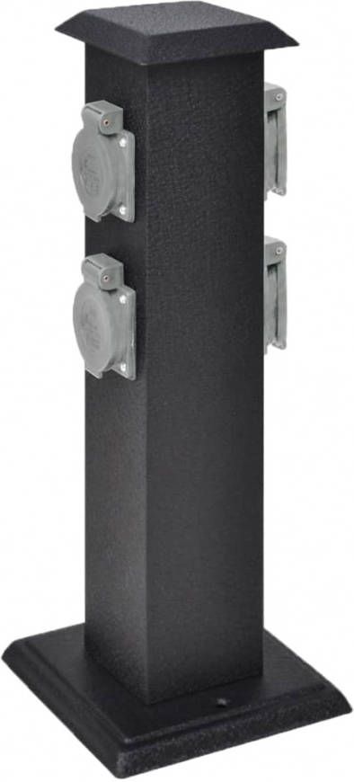 VIDAXL Buitenstopcontact op zuil(zwart )